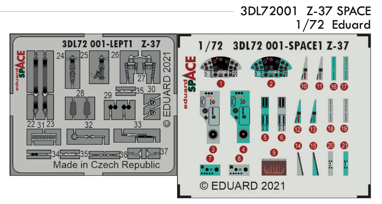 Eduard 3DL72001 1:72 Let Z-37A SPACE 3D-Printed Instrument Decals