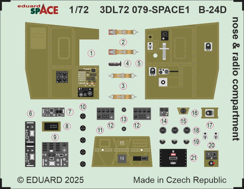 Eduard 3DL72079 1:72 Consolidated B-24D Liberator nose & radio compartment SPACE set