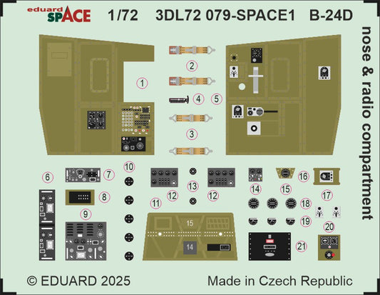 Eduard 3DL72079 1:72 Consolidated B-24D Liberator nose & radio compartment SPACE set