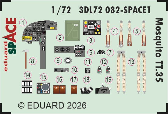 Eduard 3DL72082 1:72 de Havilland Mosquito TT.35 SPACE set