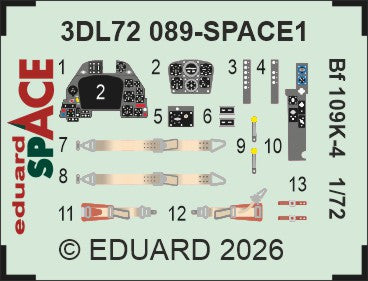 Eduard 3DL72089 1:72 Messerschmitt Bf-109K-4 SPACE 3D-Printed Decal Instruments