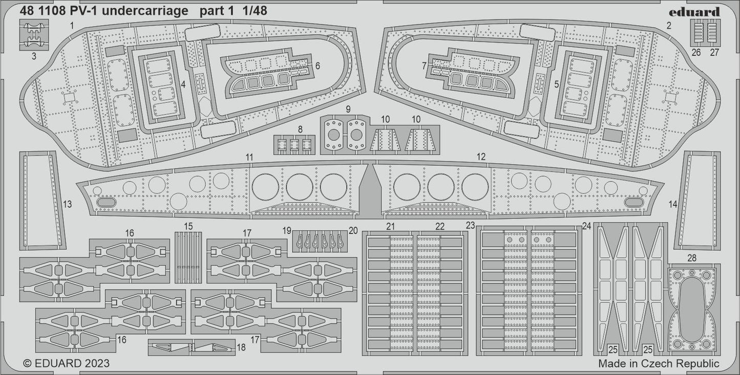 Eduard 481108 1:48 Lockheed PV-1 Ventura undercarriage  to be used with Academy