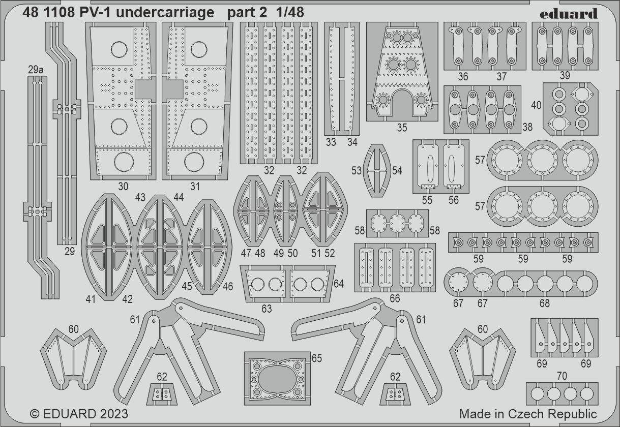 Eduard 481108 1:48 Lockheed PV-1 Ventura undercarriage  to be used with Academy