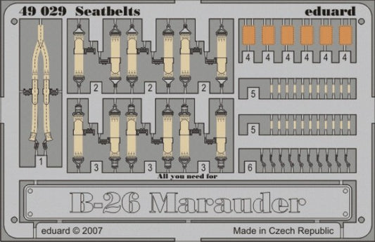 Eduard 49029 1:48 Martin B-26 Marauder seatbelts