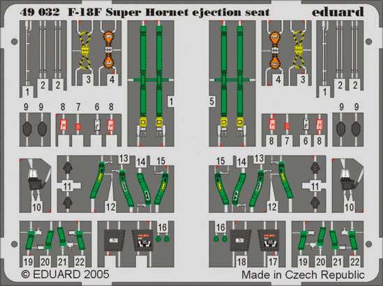 Eduard 49032 1:48 F-18F Super Hornet Ejection Seat PRE-PAINTED IN COLOUR!