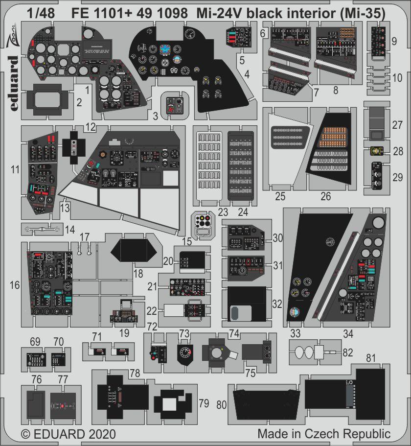 Eduard 491098 1:48 Mil Mi-24V/VP Interior Black (Mil Mi-35)