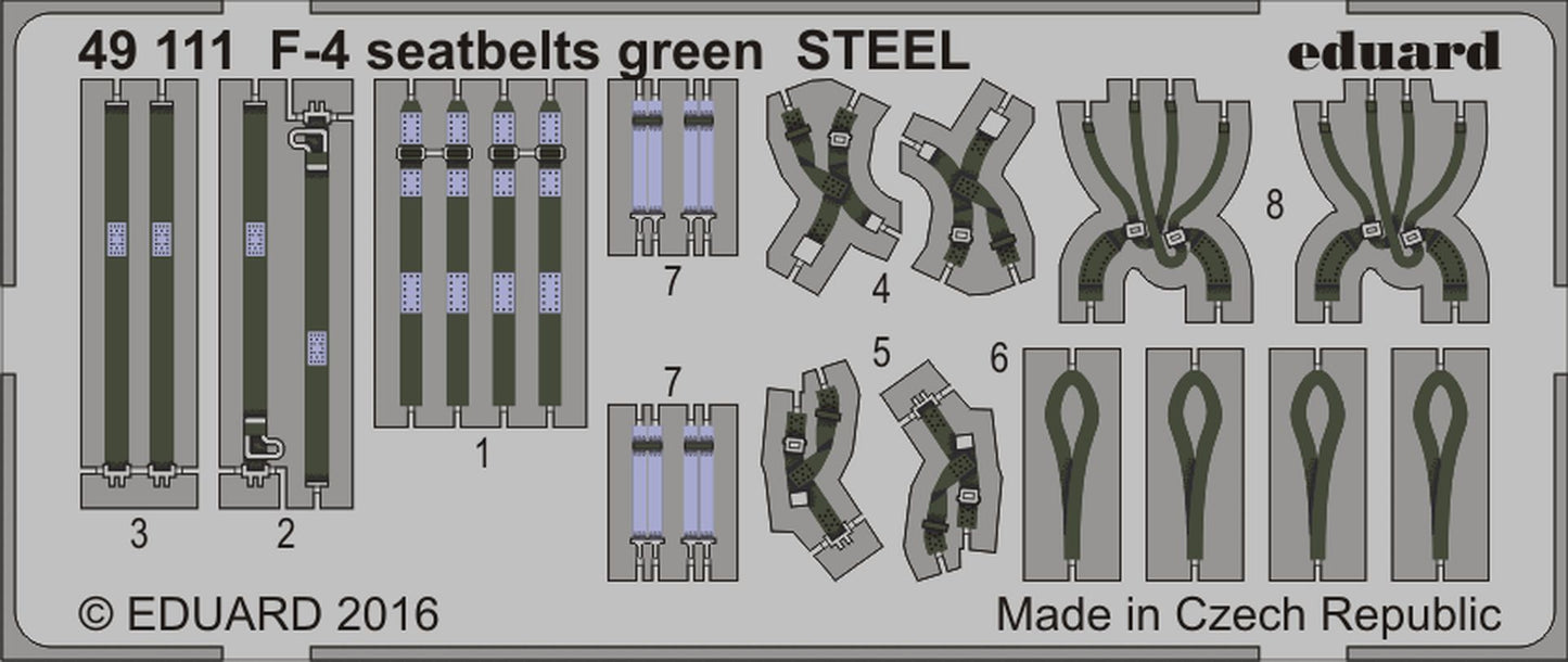 Eduard 49111 1:48 McDonnell F-4 Phantom Seatbelts Green STEEL