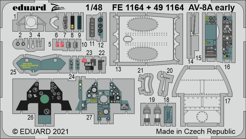 Eduard 491164 1:48 McDonnell-Douglas AV-8A Harrier Early Detailing Set
