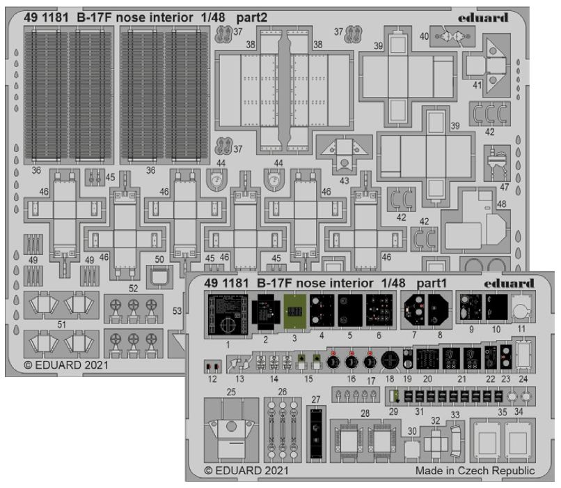 Eduard 491181 1:48 B-17F Flying Fortress nose interior