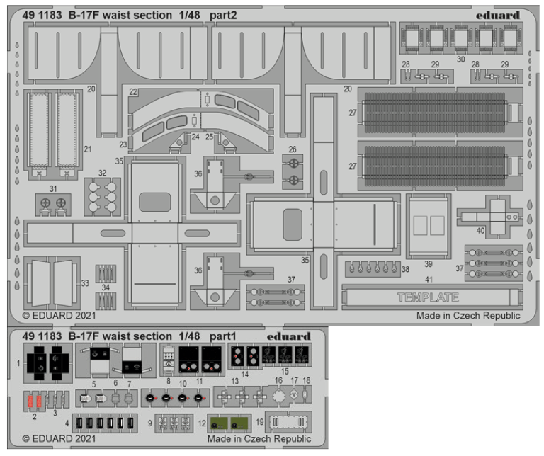 Eduard 491183 1:48 Boeing B-17F Flying Fortress waist section