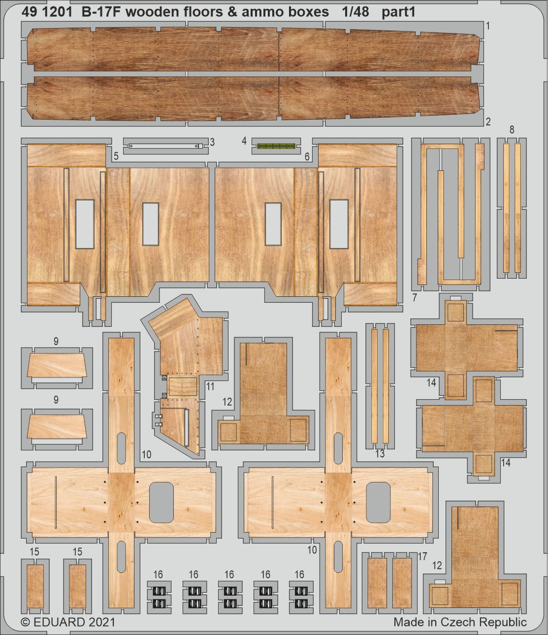 Eduard 491201 1:48 Boeing B-17F Flying Fortress Wooden Floors & Ammo Boxes