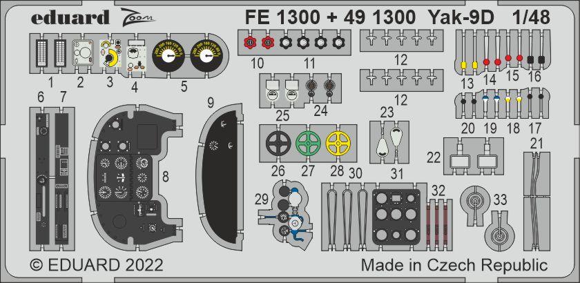 Eduard 491300 1:48 Yakovlev Yak-9D Detailing Set