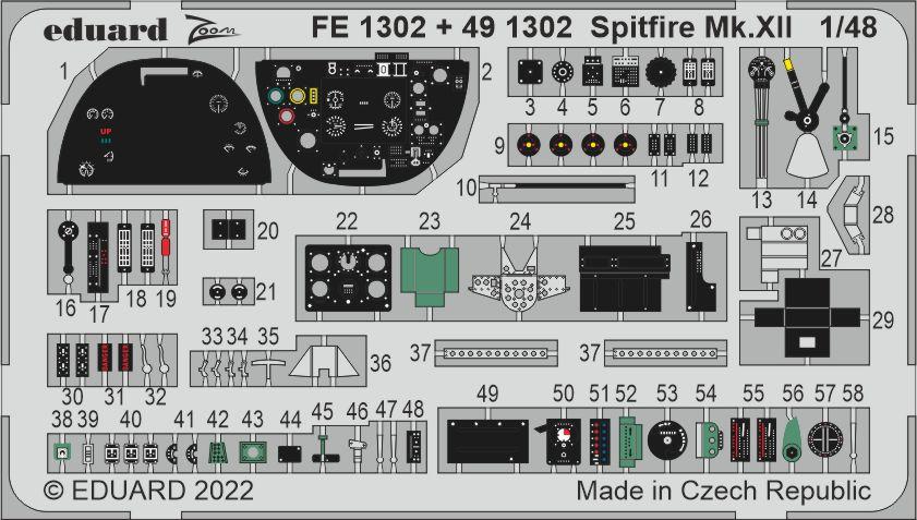 Eduard 491302 1:48 Supermarine Spitfire Mk.XII Detailing Set