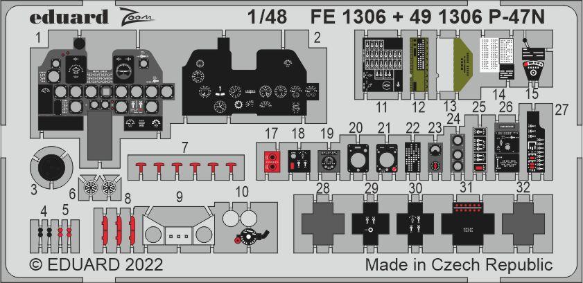 Eduard 491306 1:48 Republic P-47N Thunderbolt Detailing Set