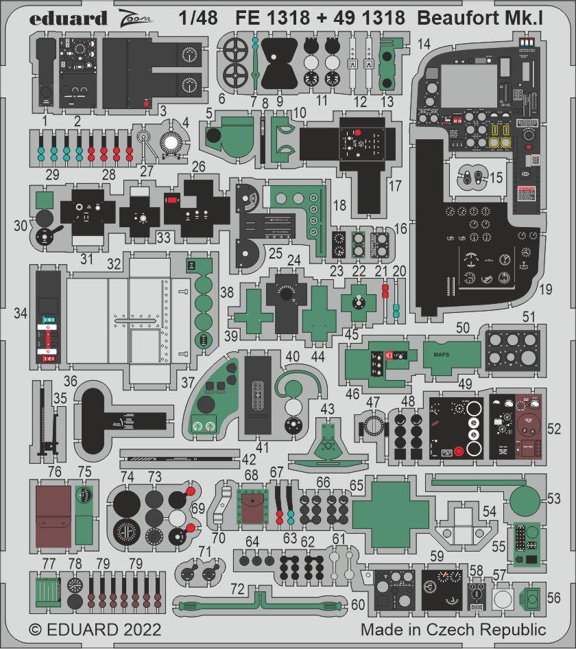 Eduard 491318 1:48 Bristol Beaufort Mk.I Detailing Set