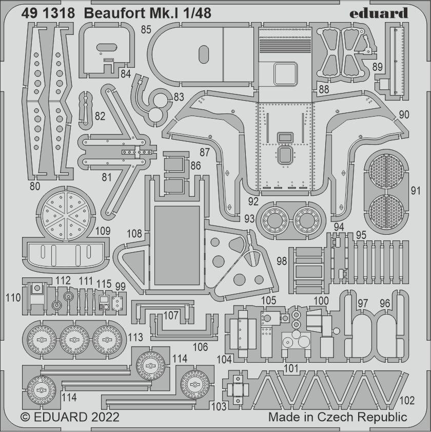 Eduard 491318 1:48 Bristol Beaufort Mk.I Detailing Set