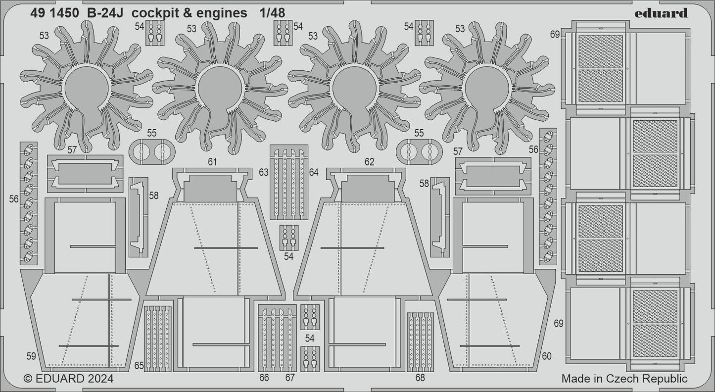 Eduard 491450 1:48 Consolidated B-24J Liberator cockpit and engines