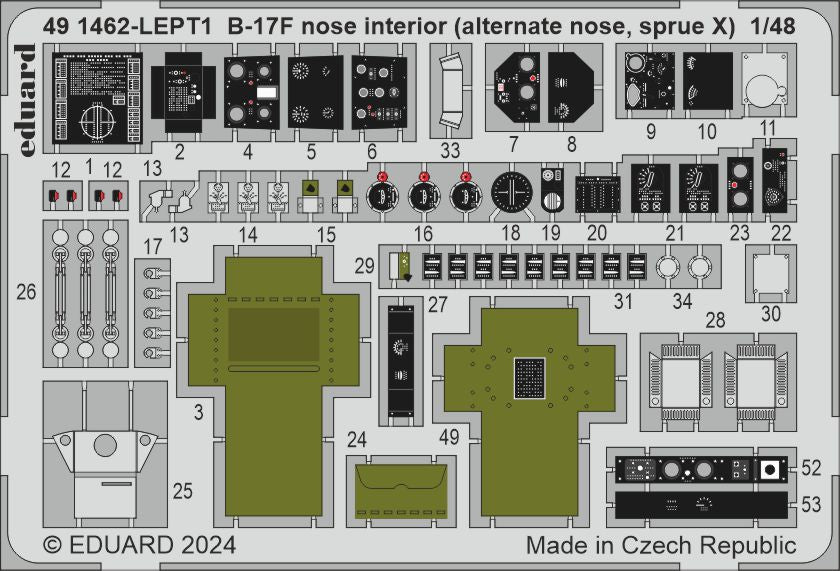 Eduard 491462 1:48 Boeing B-17F Flying Fortress nose interior (alternate nose, sprue X)