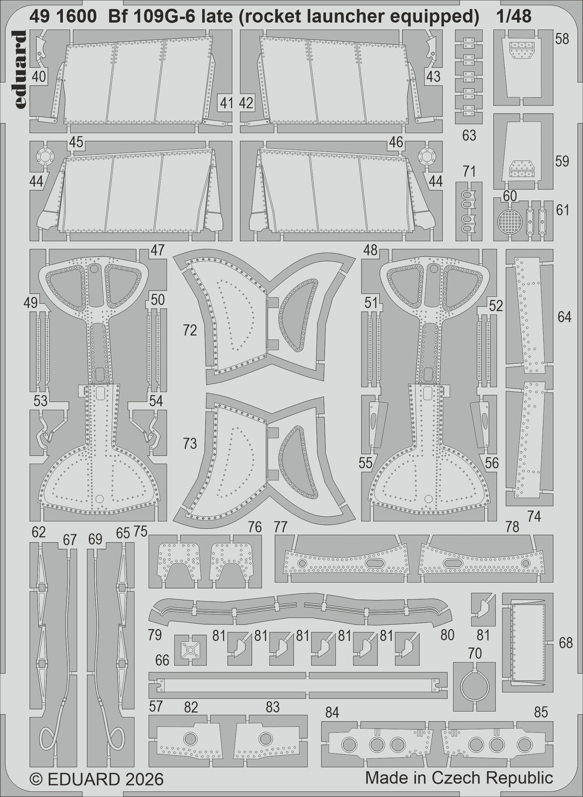 Eduard 491600 1:48 Messerschmitt Bf-109G-6 late (rocket launcher equipped)