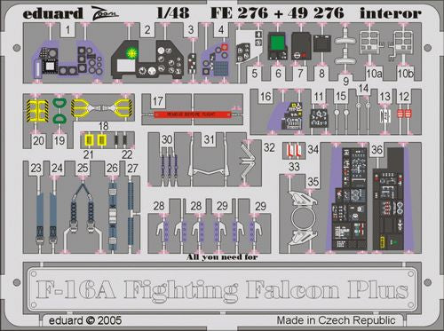 Eduard 49276 1:48 General-Dynamics F-16A Plus Fighting Falcon interior