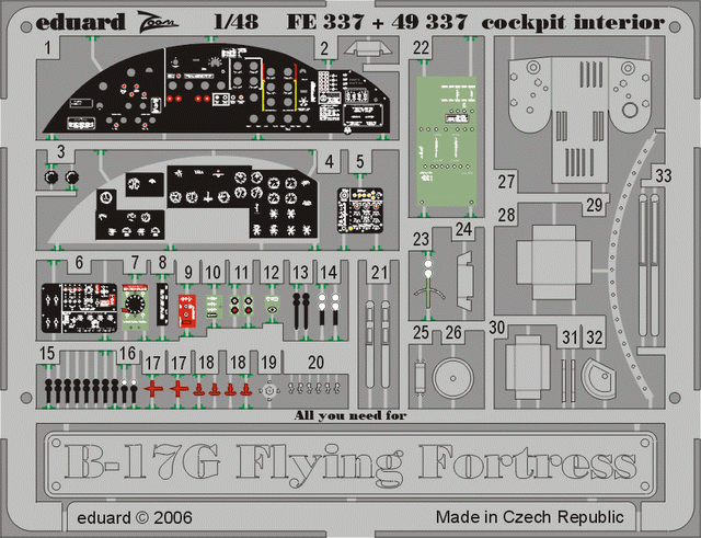 Eduard 49337 1:48 Boeing B-17G Flying Fortress cockpit interior