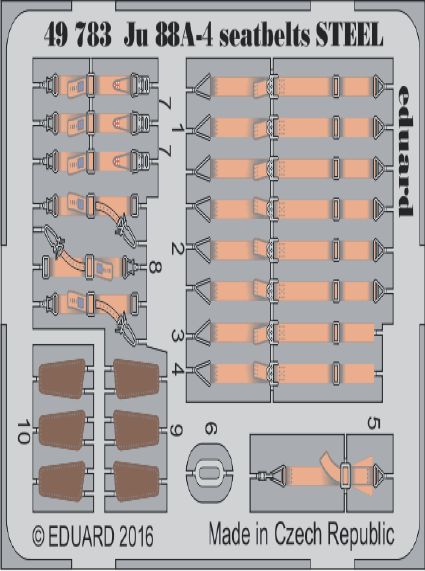 Eduard 49783 1:48 Junkers Ju-88A-4 seatbelts STEEL