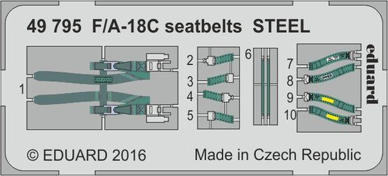 Eduard 49795 1:48 McDonnell-Douglas F/A-18C Hornet: seatbelts STEEL