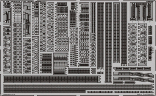 Eduard 53036 1:350 Bismarck German battleship railings and turrets