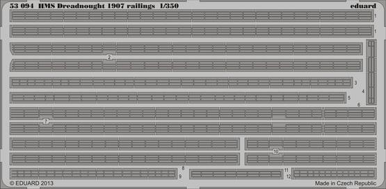 Eduard 53094 1:350 H.M.S. Dreadnought 1907 railings