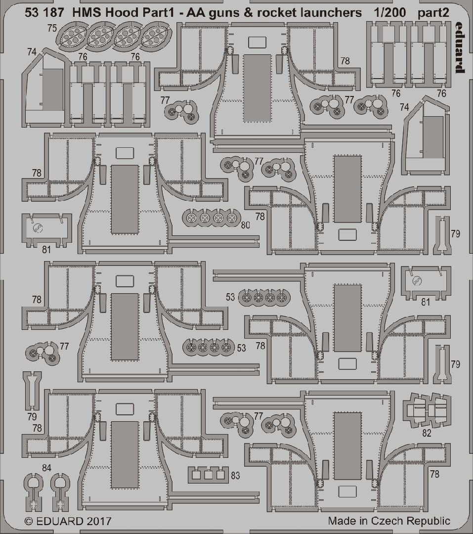 Eduard 53187 1:200 H.M.S. Hood pt. 1 Anti Aircraft guns & rocket launchers
