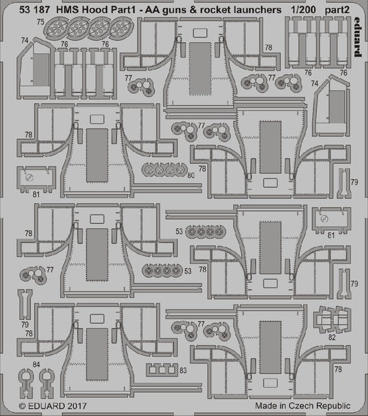 Eduard 53187 1:200 H.M.S. Hood pt. 1 Anti Aircraft guns & rocket launchers