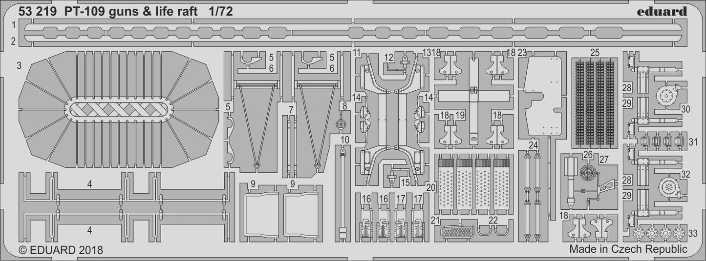 Eduard 53219 1:72 PT-109 Patrol Torpedo Boat guns & life raft