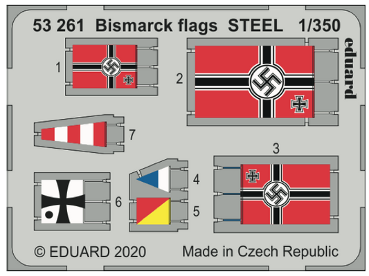 Eduard 53261 1:350 Bismarck German Battleship flags STEEL