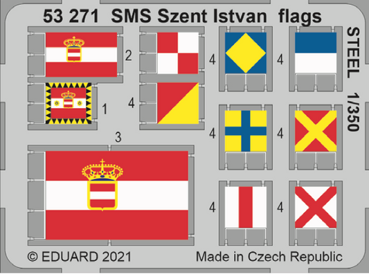 Eduard 53271 1:350 SMS Szent Istvan flags STEEL