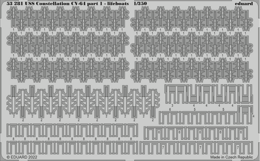 Eduard 53281 1:350 USS Constellation CV-64 part 1 - lifeboats