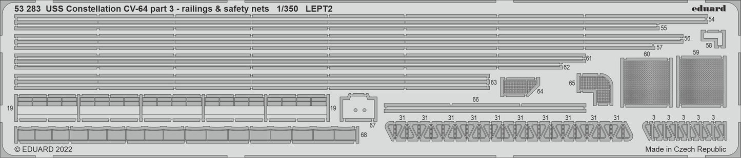 Eduard 53283 1:350 USS Constellation CV-64 part 3 - railings & safety nets