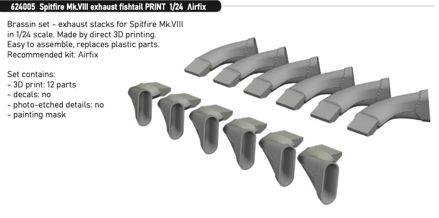 Eduard Brassin 624005 1:24 Supermarine Spitfire Mk.VIII exhaust fishtail