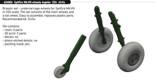 Eduard Brassin 624006 1:24 Supermarine Spitfire Mk.VIII wheels 4 spoke