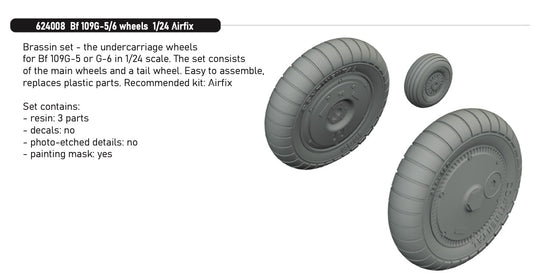 Eduard Brassin 624008 1:24 Messerschmitt Bf-109G-5/6 wheels