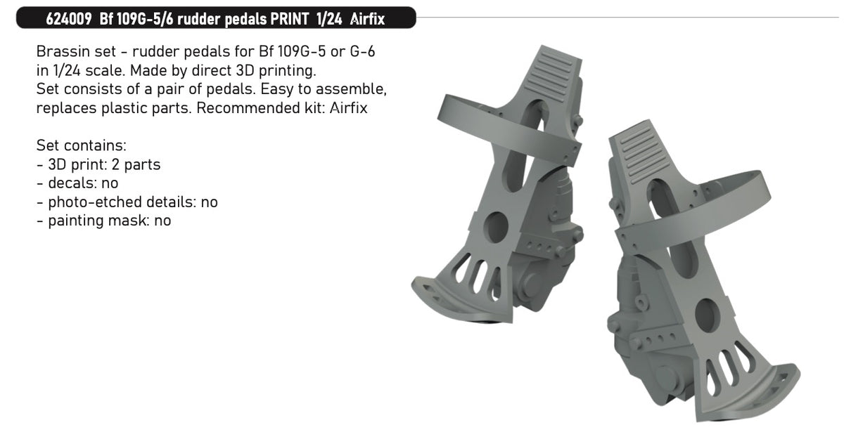 Eduard Brassin 624009 1:24 Messerschmitt Bf-109G-5/6 Rudder Pedals PRINT