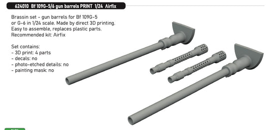 Eduard Brassin 624010 1:24 Messerschmitt Bf-109G-5/6 gun barrels
