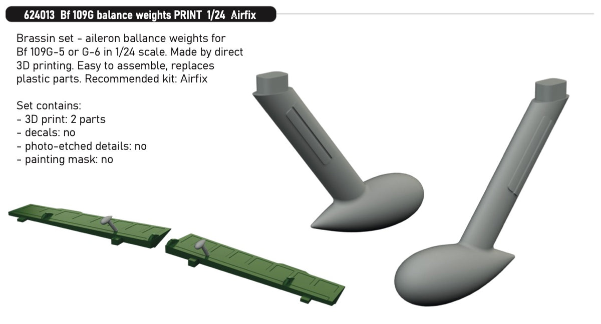Eduard Brassin 624013 1:24 Messerschmitt Bf-109G Balance Weights PRINT