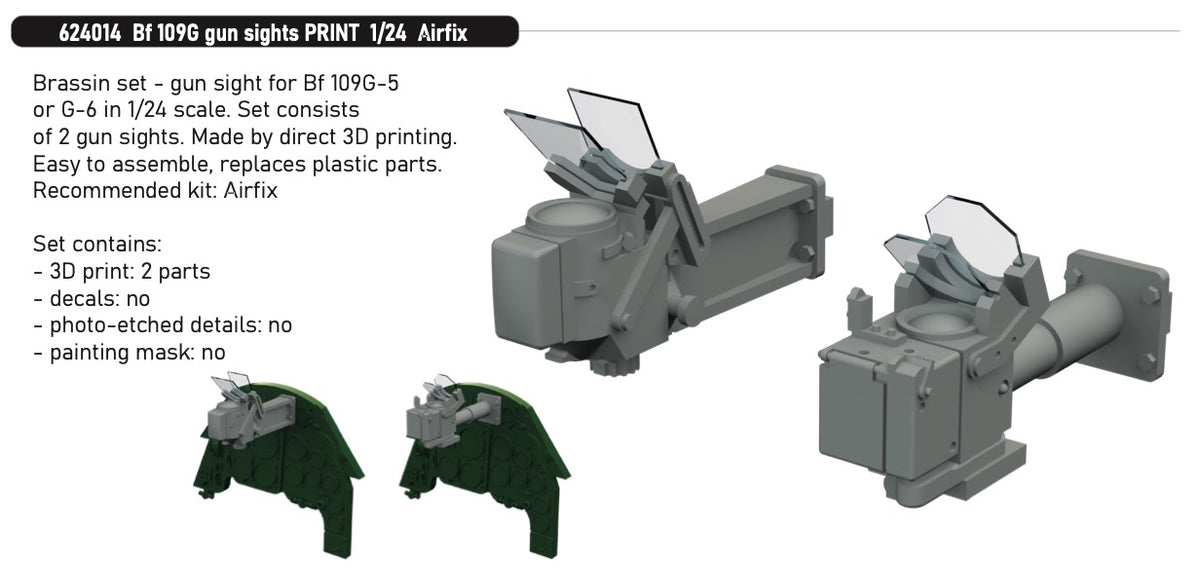 Eduard Brassin 624014 1:24 Messerschmitt Bf-109G Gun Sights PRINT