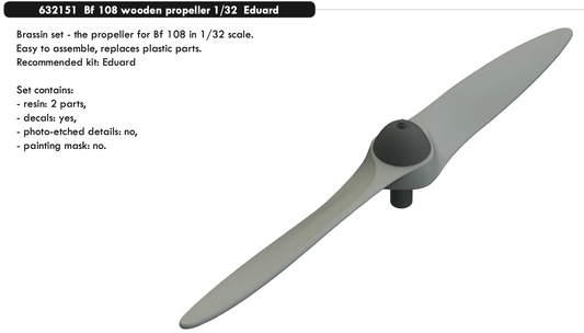 Eduard Brassin 632151 1:32 Messerschmitt Bf-108 Taifun wooden propeller
