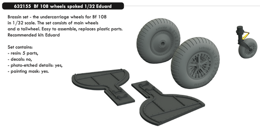 Eduard Brassin 632155 1:32 Messerschmitt Bf-108 Taifun wheels spoked