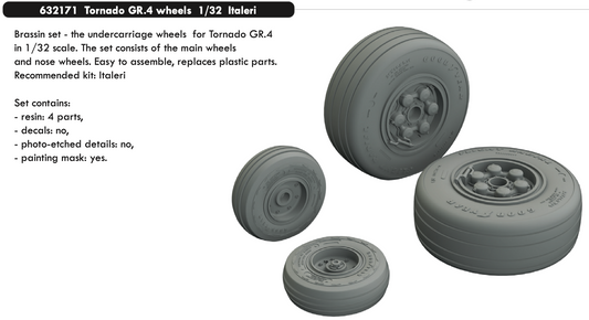 Eduard Brassin 632171 1:32 Panavia Tornado GR.4 wheels with weighted tyre effect