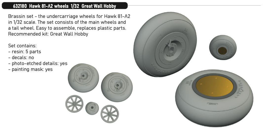 Eduard Brassin 632180 1:32 Curtiss Hawk 81-A2 wheels