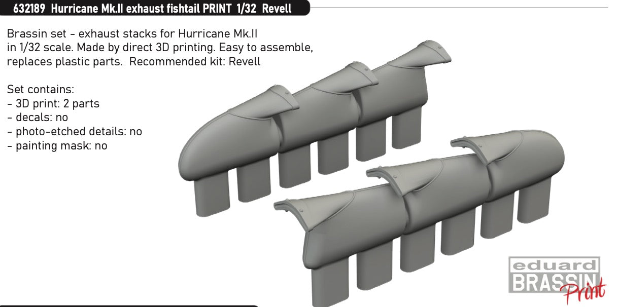 Eduard Brassin 632189 1:32 Hawker Hurricane Mk.II Exhaust Fishtail