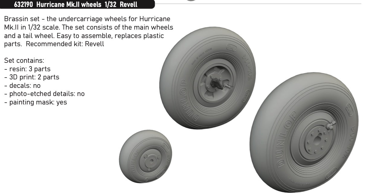 Eduard Brassin 632190 1:32 Hawker Hurricane Mk.II wheels