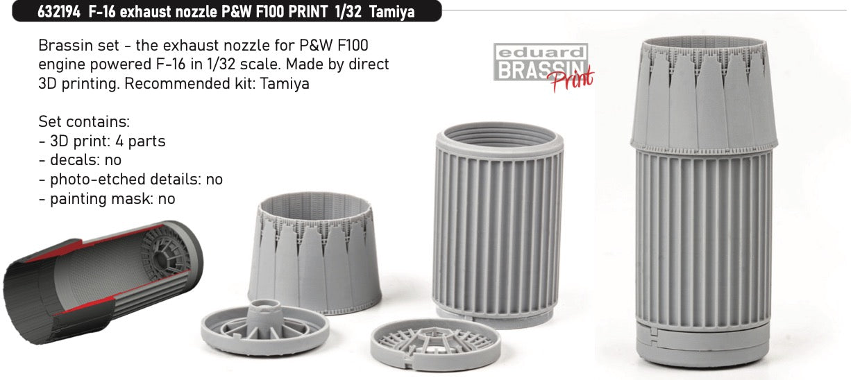 Eduard Brassin 632194 1:32 F-16C exhaust nozzle P&W F100 to be used with Tamiya